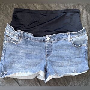 Time and Tru High Waist Denim Maternity Shorts